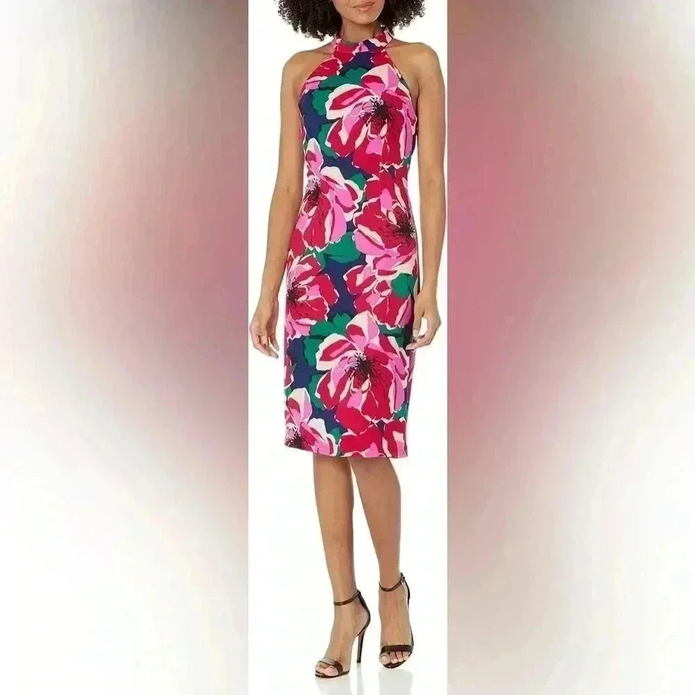 Trina Turk Women's Floral Printed Ponte Midi Dress 8